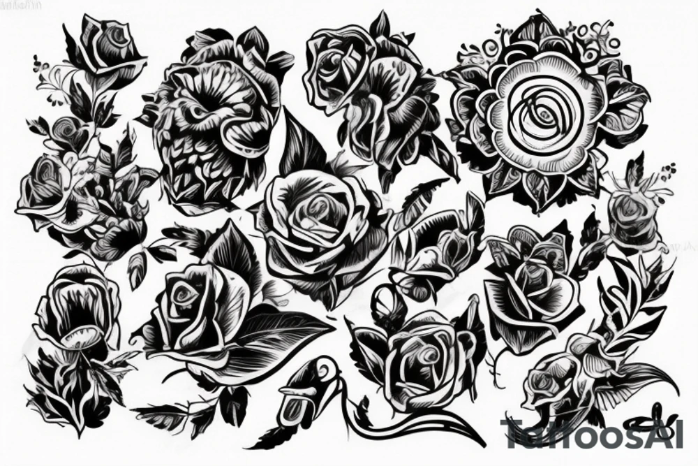 Цветы ликорис, пионы, ромашки, сакура на руку tattoo idea