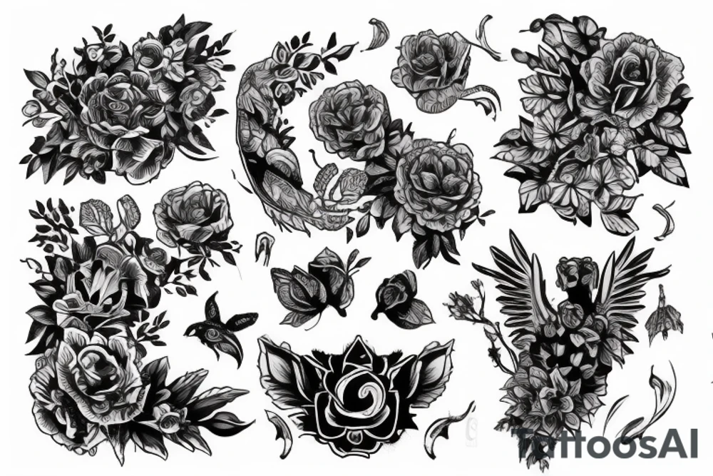 Цветы ликорис, пионы, ромашки, сакура на руку tattoo idea