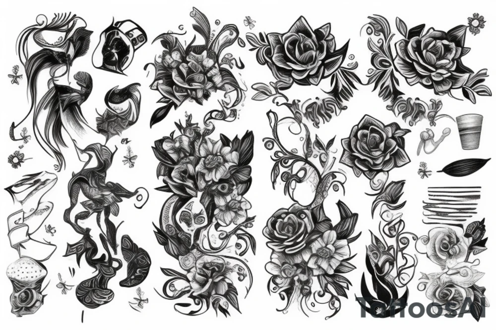 Рукав блэкворк tattoo idea