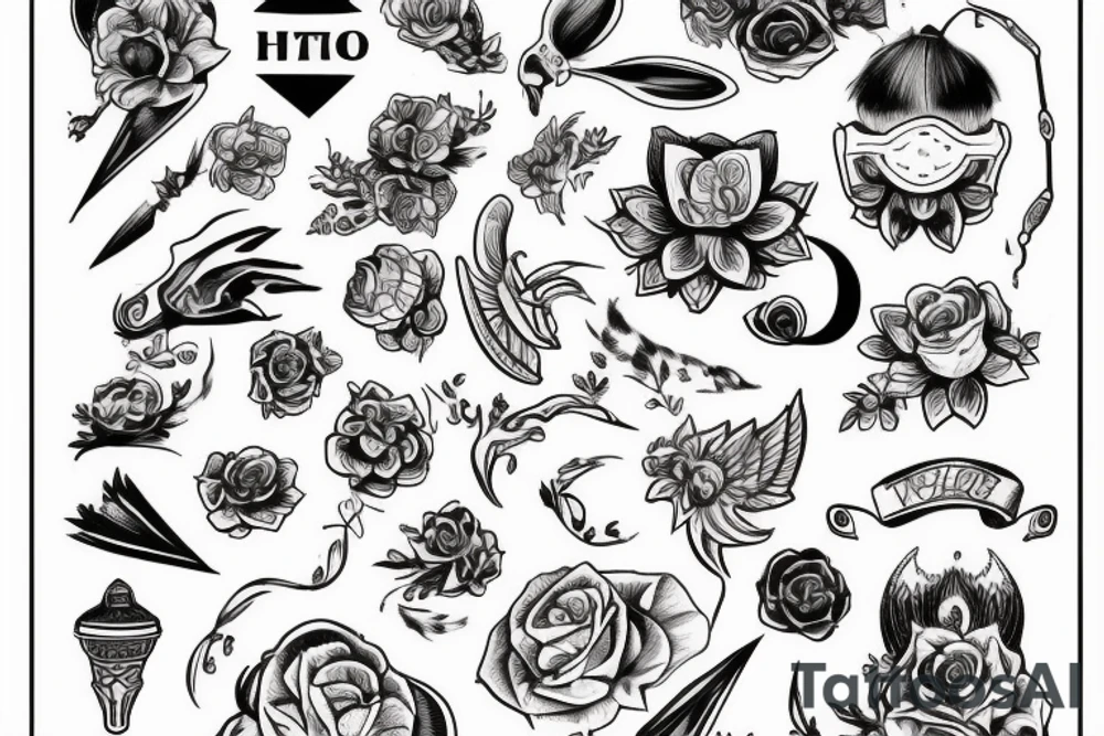 Цветы на чёрном фоне рукав tattoo idea