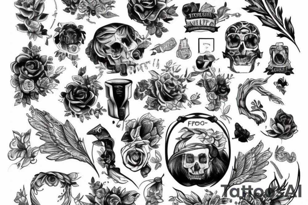 Цветы на чёрном фоне рукав tattoo idea