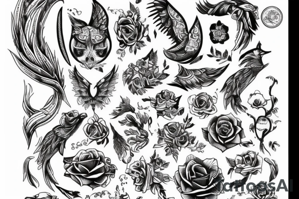 Цветы чёрный фон tattoo idea