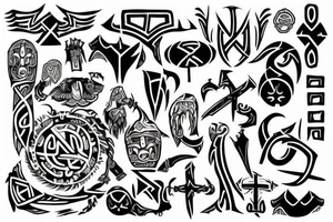 Grim viking rune mural tattoo idea