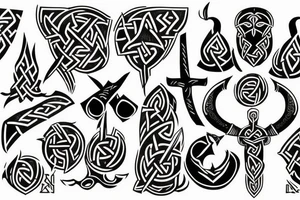Grim viking rune mural tattoo idea