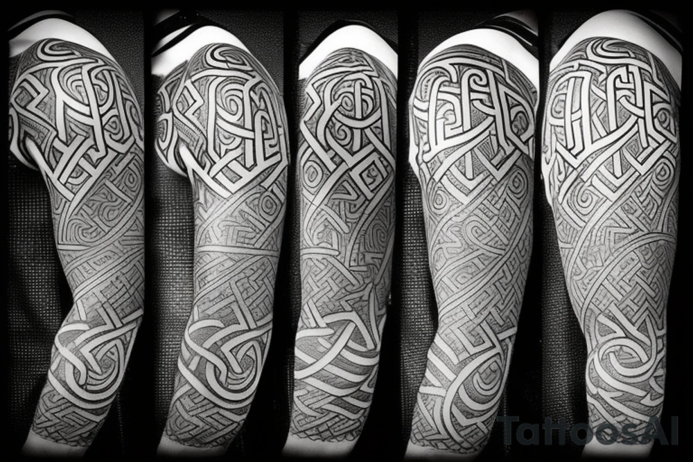 Grim viking rune mural tattoo idea