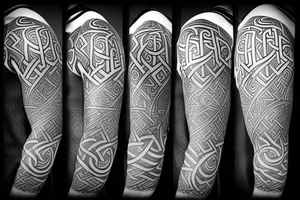 Grim viking rune mural tattoo idea