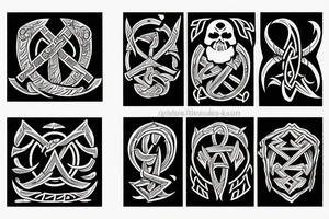 Grim viking rune mural tattoo idea