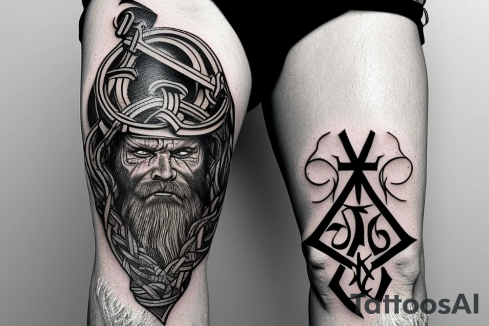 Grim viking rune sleeve tattoo idea
