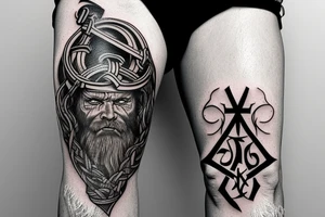 Grim viking rune sleeve tattoo idea