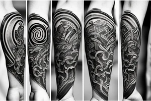 Grim viking rune sleeve tattoo idea