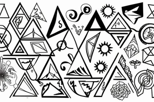 Elemental symbols, geometric, line work tattoo idea