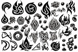 Elemental symbols, line work tattoo idea