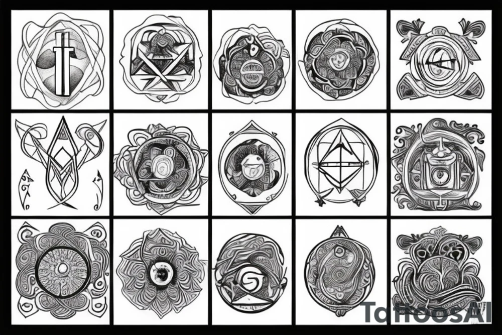 Alchemy symbols,sacred line work tattoo idea