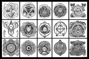 Alchemy symbols,sacred line work tattoo idea