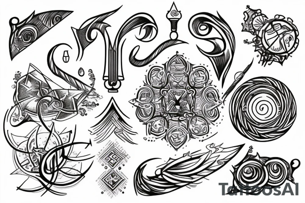 Alchemy symbols,sacred line work tattoo idea