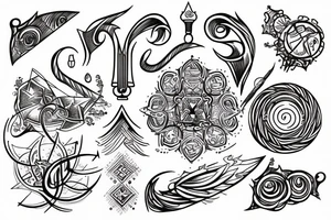 Alchemy symbols,sacred line work tattoo idea