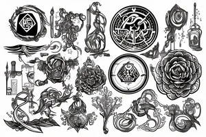 Alchemy symbols line work tattoo idea