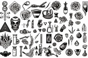 Alchemy symbols line work tattoo idea