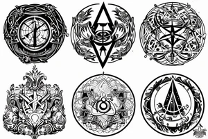 Alchemy symbols line work tattoo idea