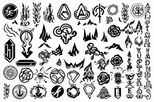 elemental symbols line work tattoo idea