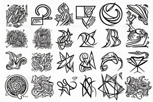 elemental symbols abstract line work tattoo idea