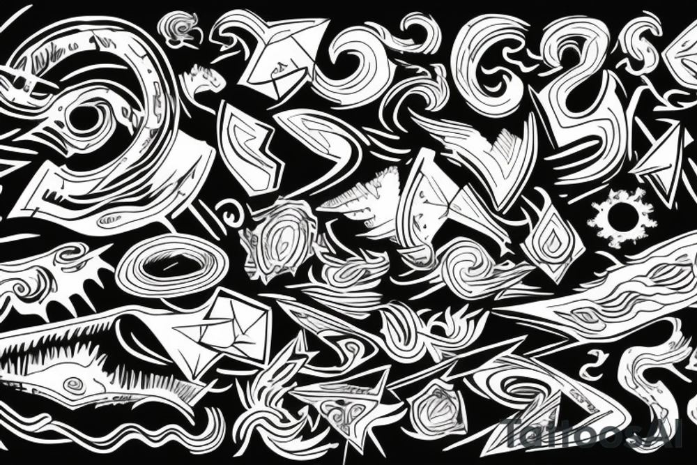 elemental symbols abstract line work tattoo idea