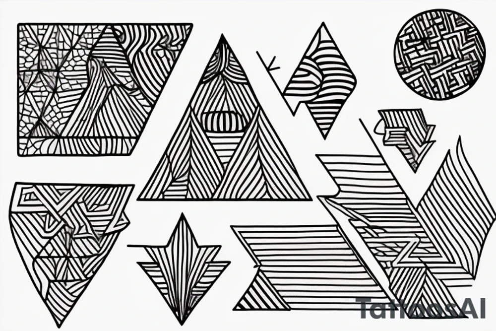 elemental triangles, ornamental  line work tattoo idea
