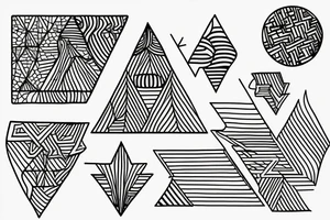 elemental triangles, ornamental  line work tattoo idea