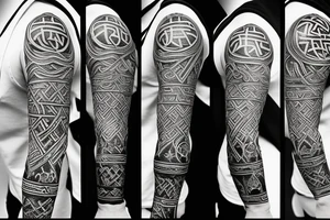 Grim viking rune sleeve tattoo idea