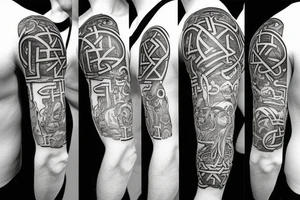 Grim viking rune sleeve tattoo idea