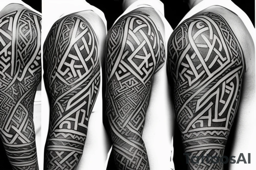 Grim viking rune sleeve tattoo idea