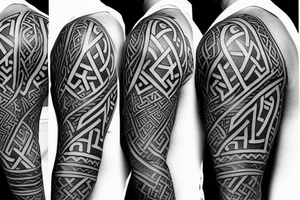 Grim viking rune sleeve tattoo idea