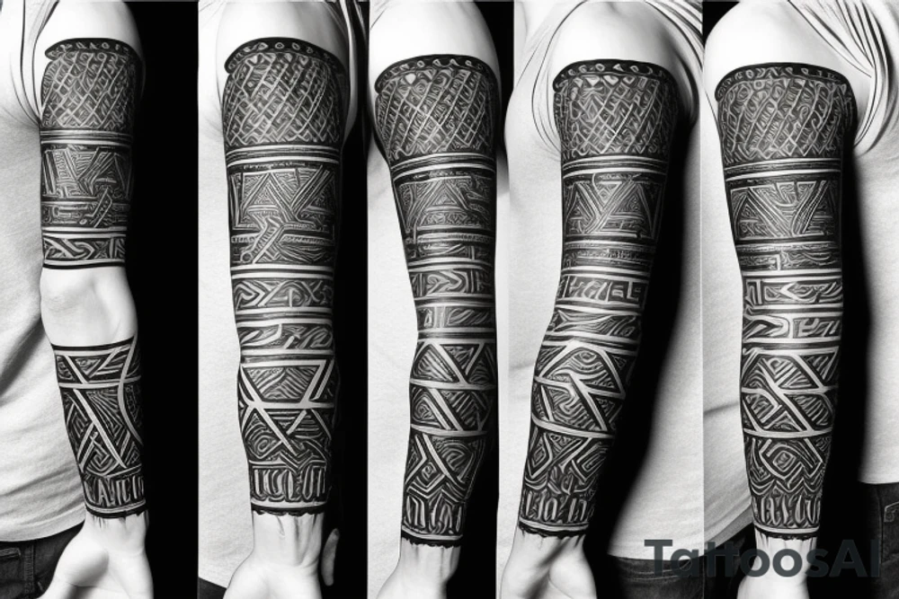 Grim viking rune sleeve tattoo idea