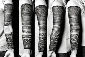 Grim viking rune sleeve tattoo idea
