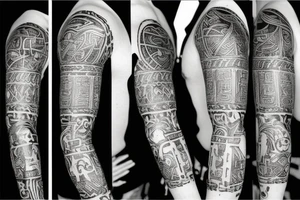 Grim viking rune sleeve tattoo idea