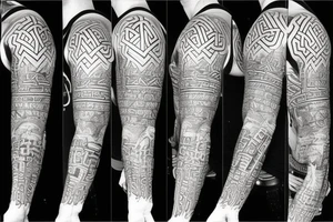 Grim viking rune sleeve tattoo idea