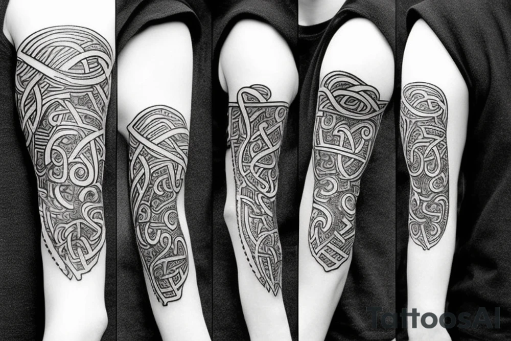Grim viking rune sleeve tattoo idea