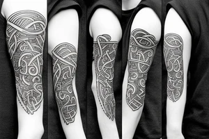 Grim viking rune sleeve tattoo idea