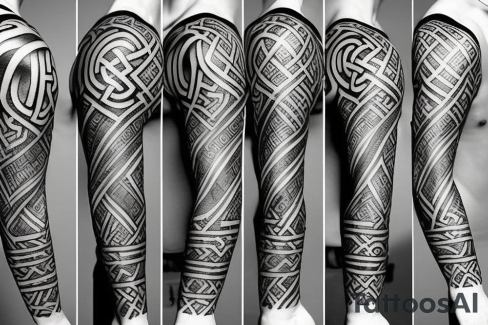 Stoic viking rune sleeve tattoo idea