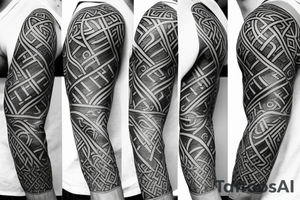 Stoic viking rune sleeve tattoo idea