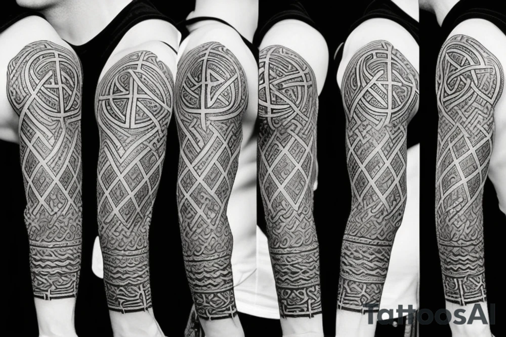 Stoic viking rune sleeve tattoo idea