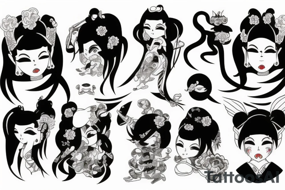 Japanese Oni girl tattoo idea