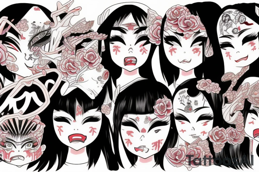 Japanese Oni girl tattoo idea