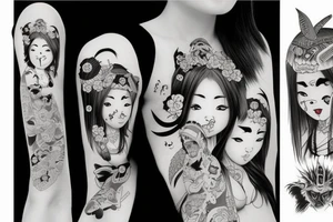 Japanese Oni girl tattoo idea