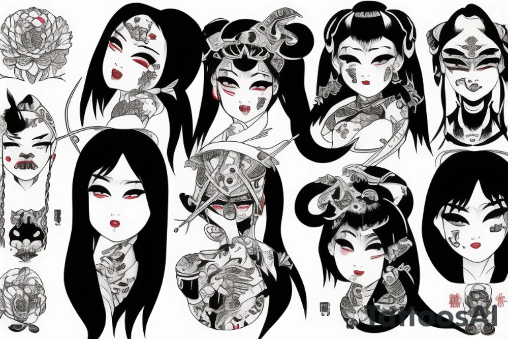 Japanese Oni girl tattoo idea