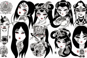 Japanese Oni girl tattoo idea