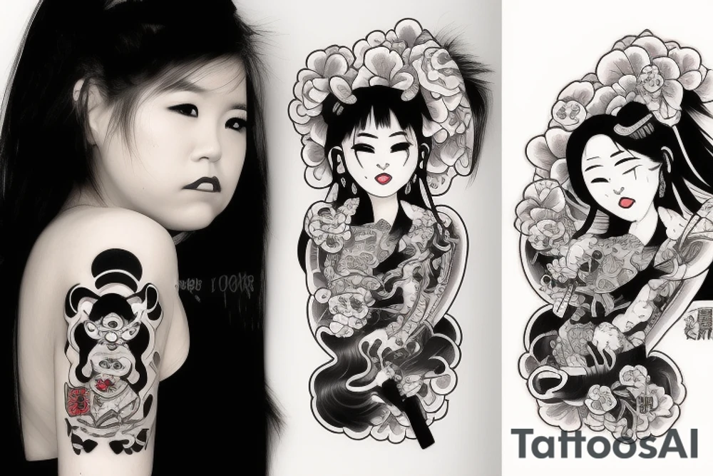 Japanese Oni girl tattoo idea