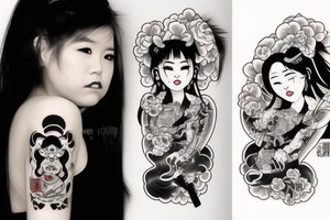 Japanese Oni girl tattoo idea