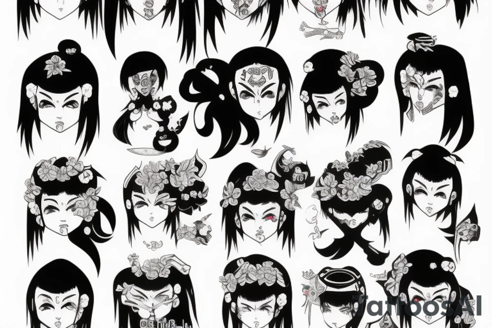 Japanese Oni girl tattoo idea