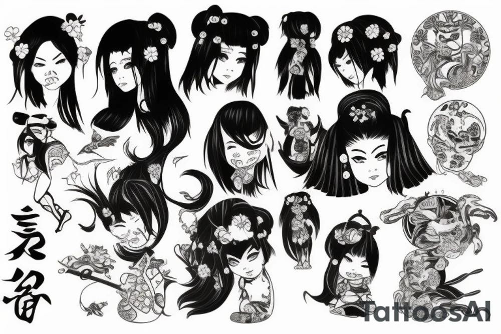 Japanese Oni girl tattoo idea